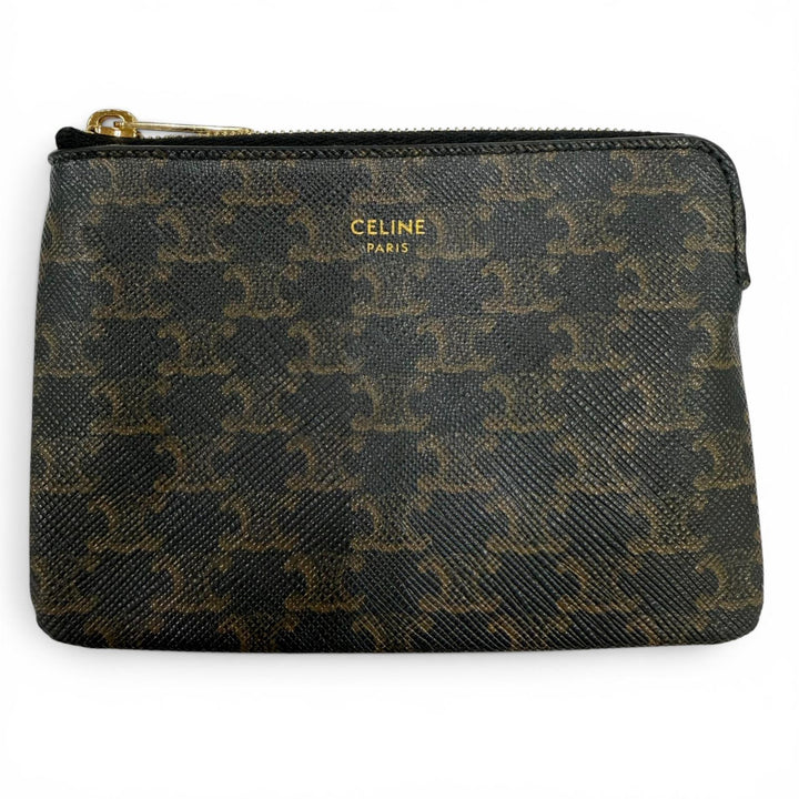 極美品☆CELINE セリーヌ 10C662BTA.38NO トリオンフキャンバス キーリング付き コインケース ブラック イタリア製 レディース 箱付き