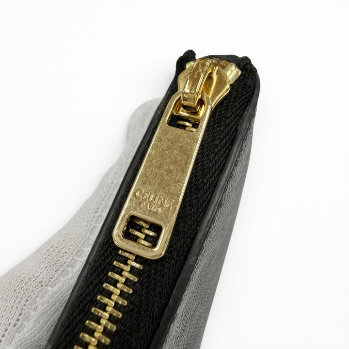 極美品☆CELINE セリーヌ 10C662BTA.38NO トリオンフキャンバス キーリング付き コインケース ブラック イタリア製 レディース 箱付き