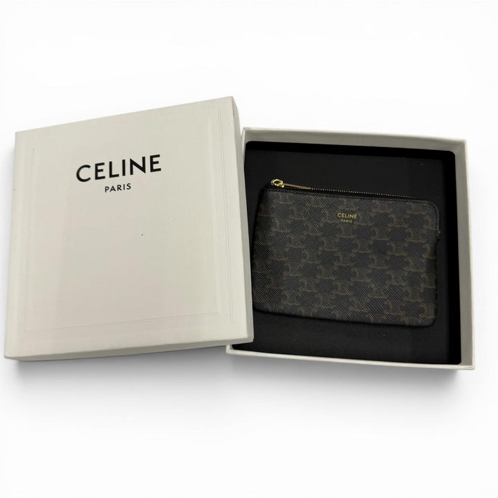 極美品☆CELINE セリーヌ 10C662BTA.38NO トリオンフキャンバス キーリング付き コインケース ブラック イタリア製 レディース 箱付き