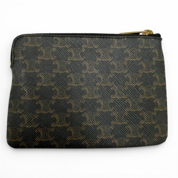 極美品☆CELINE セリーヌ 10C662BTA.38NO トリオンフキャンバス キーリング付き コインケース ブラック イタリア製 レディース 箱付き