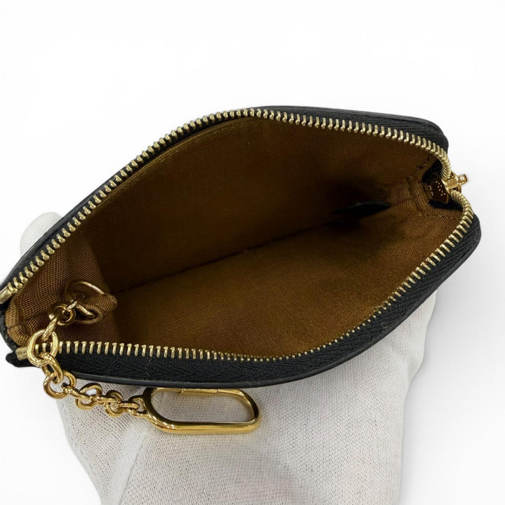極美品☆CELINE セリーヌ 10C662BTA.38NO トリオンフキャンバス キーリング付き コインケース ブラック イタリア製 レディース 箱付き