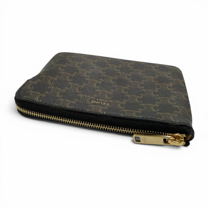 極美品☆CELINE セリーヌ 10C662BTA.38NO トリオンフキャンバス キーリング付き コインケース ブラック イタリア製 レディース 箱付き
