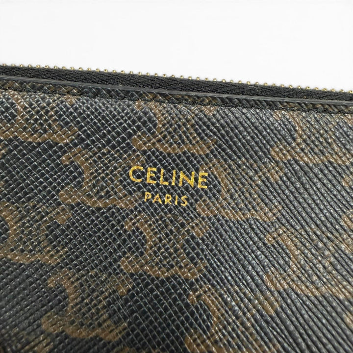 極美品☆CELINE セリーヌ 10C662BTA.38NO トリオンフキャンバス キーリング付き コインケース ブラック イタリア製 レディース 箱付き