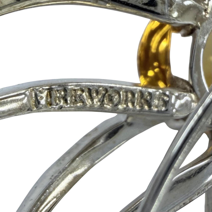 美品☆TIFFANY&amp;Co. ティファニー ヴィンテージ 925 シトリン ファイヤーワークス ブローチ シルバー イエロー 重量17.34g レディース