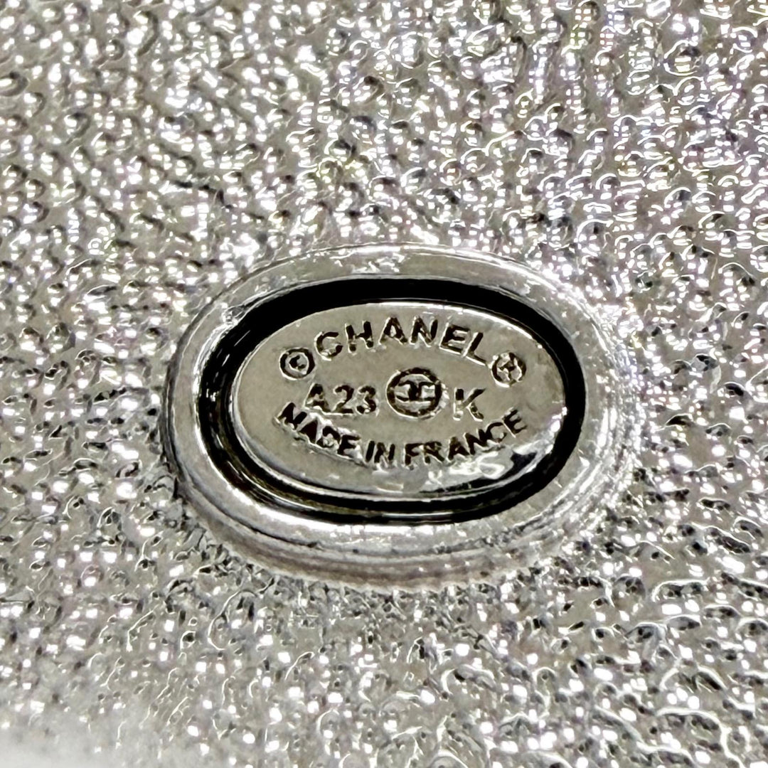 美品△CHANEL シャネル A23K ココマーク スター ラインストーン ピアス アクセサリー 両耳用 シルバー ブラック フランス製 箱付き
