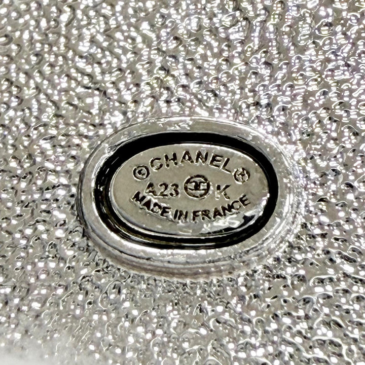 美品△CHANEL シャネル A23K ココマーク スター ラインストーン ピアス アクセサリー 両耳用 シルバー ブラック フランス製 箱付き