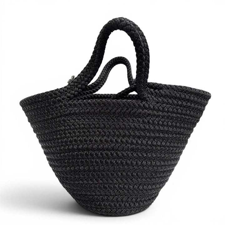 極美品△BALENCIAGA バレンシアガ 695612 Ibiza イビザ スモール ロゴ 2WAY バスケットバッグ ハンドバッグ ショルダーバッグ ブラック