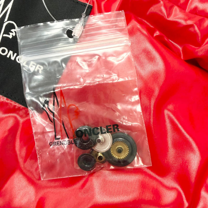 美品□MONCLER GRENOBLE モンクレール グルノーブル GOLZERN GIUBBOTTO フード入り ダウンジャケット レッド ホワイト 2 メンズ