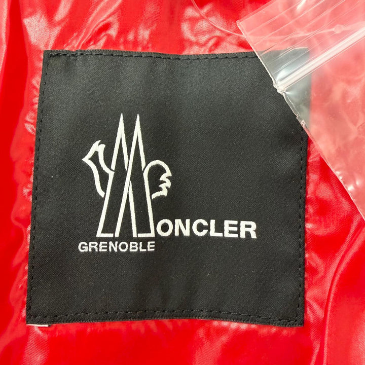 美品□MONCLER GRENOBLE モンクレール グルノーブル GOLZERN GIUBBOTTO フード入り ダウンジャケット レッド ホワイト 2 メンズ