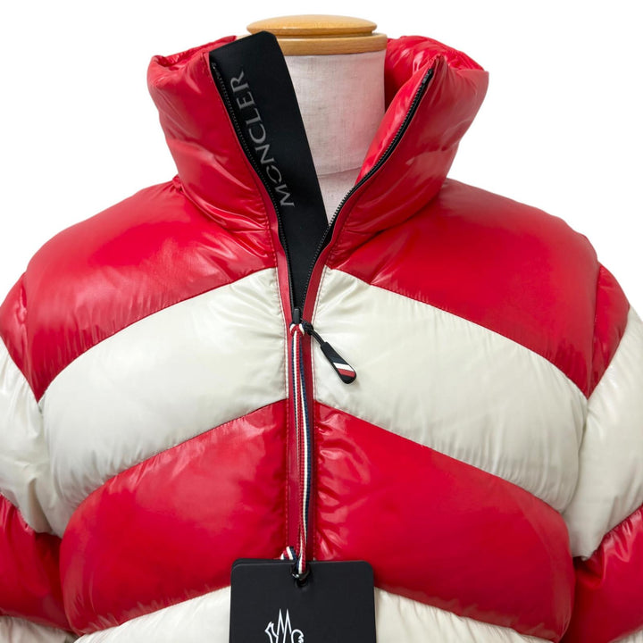 美品□MONCLER GRENOBLE モンクレール グルノーブル GOLZERN GIUBBOTTO フード入り ダウンジャケット レッド ホワイト 2 メンズ