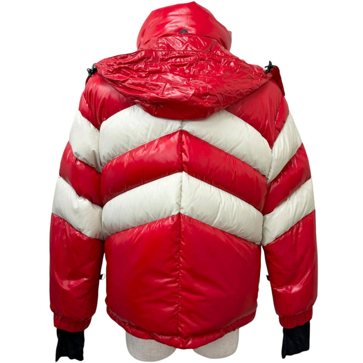 美品□MONCLER GRENOBLE モンクレール グルノーブル GOLZERN GIUBBOTTO フード入り ダウンジャケット レッド ホワイト 2 メンズ