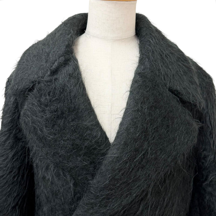 極美品□BOTTEGAVENETA ボッテガヴェネタ アルパカ混 起毛地 ダブルブレスト ピーコート ダークグリーン 46 イタリア製 正規品 メンズ