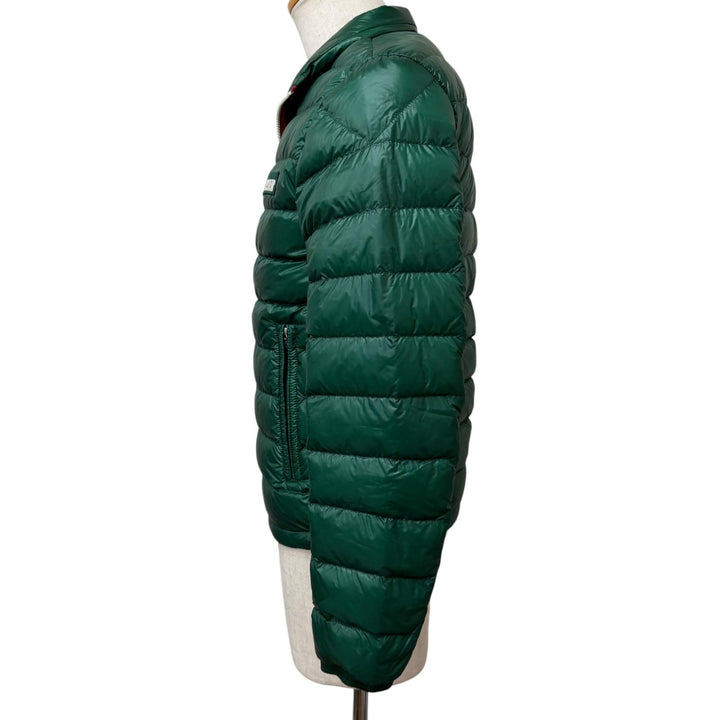 美品□MONCLER モンクレール F10911A11600 PETICHET GIUBBOTTO ロゴワッペン ライト ダウンジャケット グリーン 1 正規品 メンズ