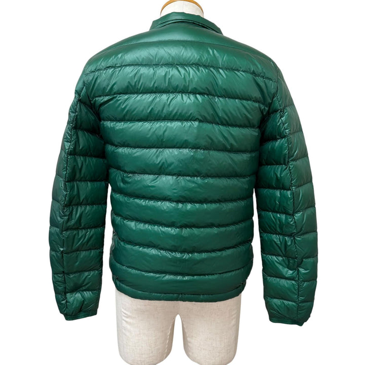 美品□MONCLER モンクレール F10911A11600 PETICHET GIUBBOTTO ロゴワッペン ライト ダウンジャケット グリーン 1 正規品 メンズ