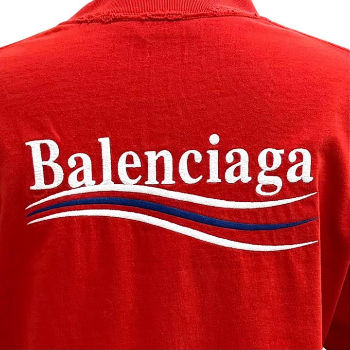極美品★BALENCIAGA バレンシアガ 21AW 671398 コットン100％ キャンペーンロゴ ダメージ加工 切替デザイン ワンピース XS 正規品