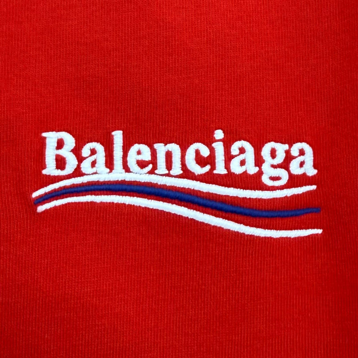 極美品★BALENCIAGA バレンシアガ 21AW 671398 コットン100％ キャンペーンロゴ ダメージ加工 切替デザイン ワンピース XS 正規品