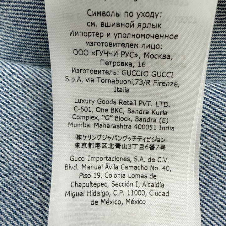 未使用品☆GUCCI グッチ 22SS 678827 コットン ウール ウェブストライプ デニム GGボタン 半袖 ワンピース インディゴブルー 40 正規品