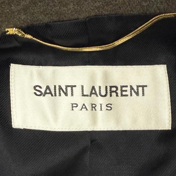 極美品★SAINT LAURENT PARIS サンローランパリ 488394 ウール カシミヤ混 ダブルブレスト Pコート アウター カーキ 34 伊製 正規品