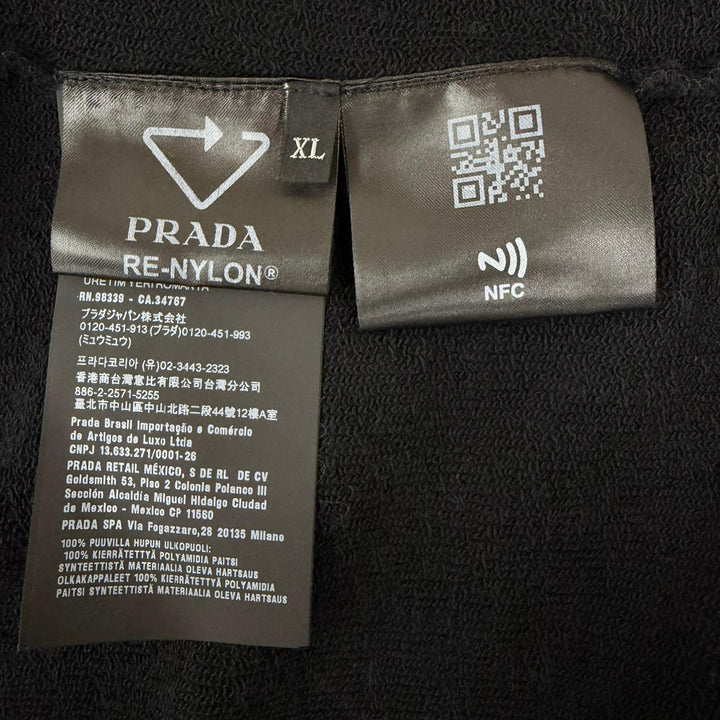 美品□PRADA プラダ 2024年製 UJL19A/UJP201 Re-Nylon トライアングルロゴ パーカー スウェットパンツ セットアップ 黒 XL/L 正規品