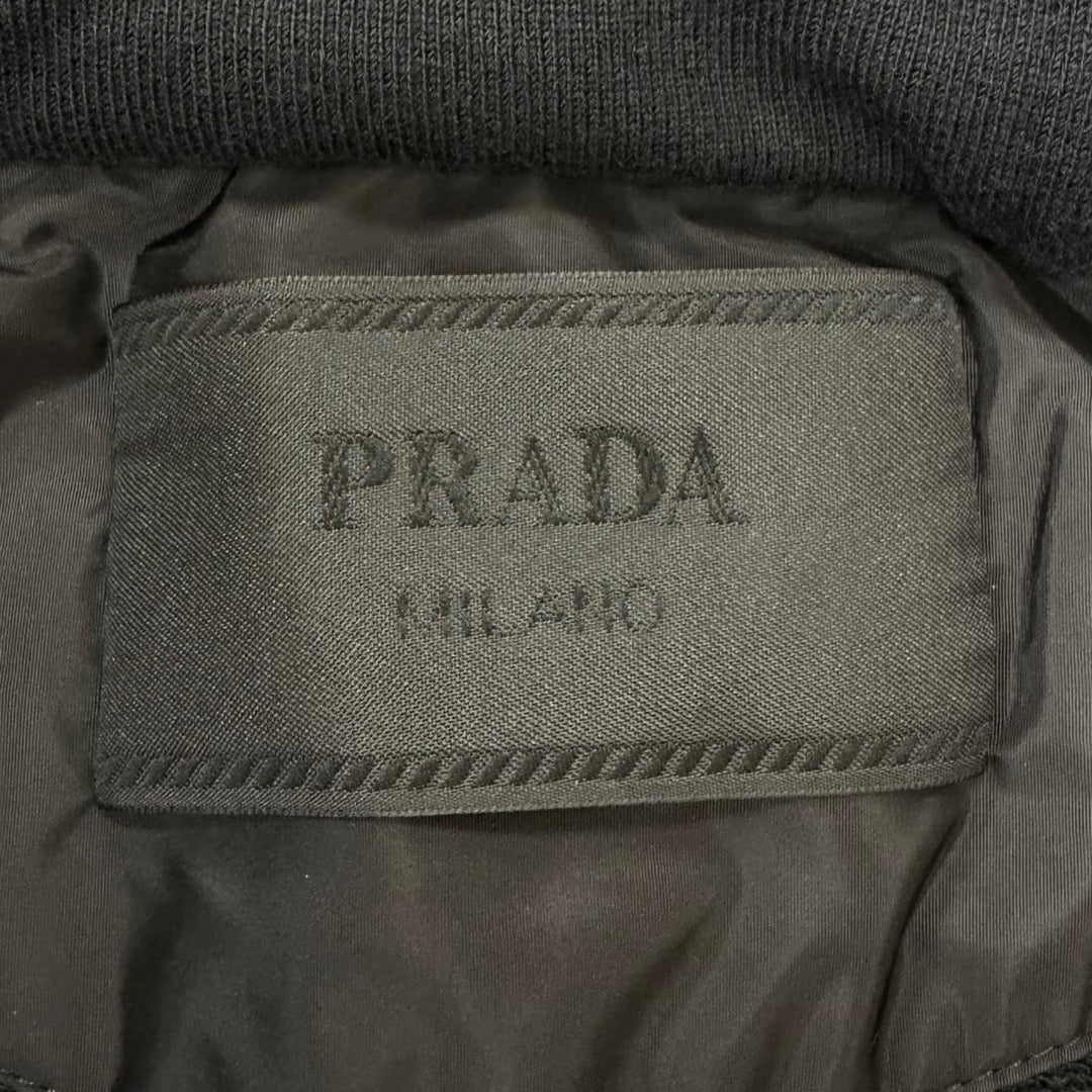 美品□PRADA プラダ 2024年製 UJL19A/UJP201 Re-Nylon トライアングルロゴ パーカー スウェットパンツ セットアップ 黒 XL/L 正規品