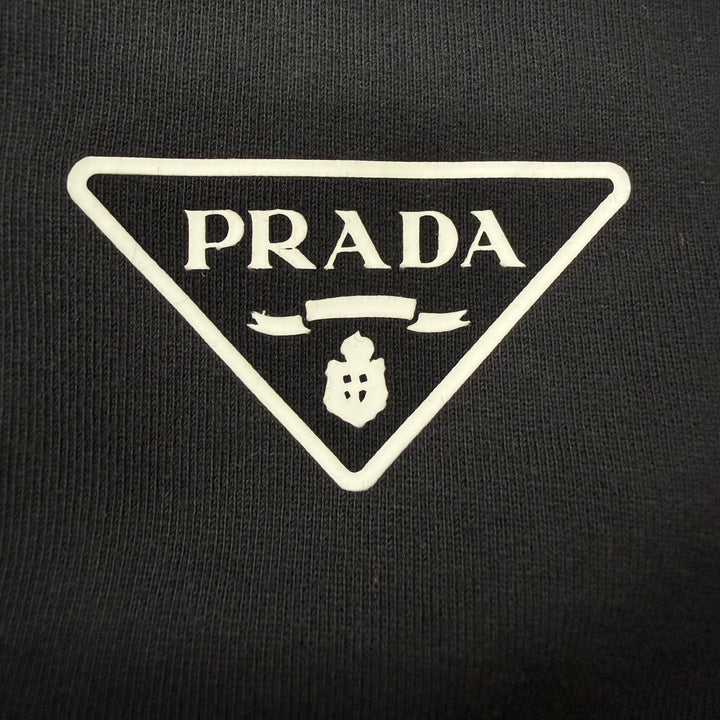 美品□PRADA プラダ 2024年製 UJL19A/UJP201 Re-Nylon トライアングルロゴ パーカー スウェットパンツ セットアップ 黒 XL/L 正規品