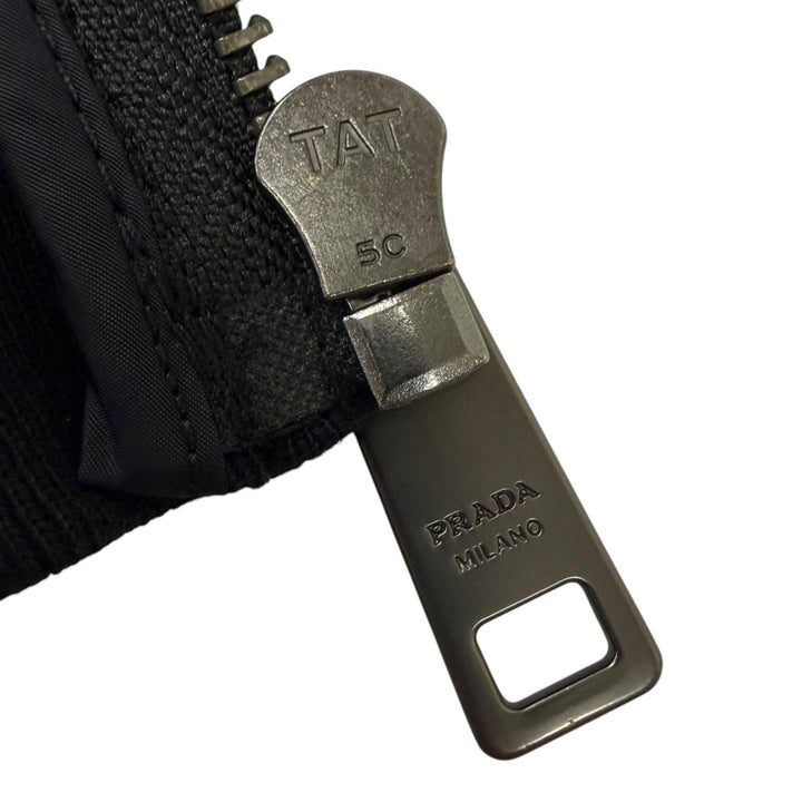 美品□PRADA プラダ 2024年製 UJL19A/UJP201 Re-Nylon トライアングルロゴ パーカー スウェットパンツ セットアップ 黒 XL/L 正規品