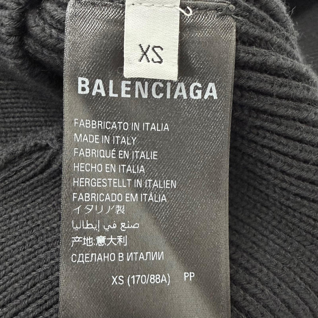 極美品□BALENCIAGA バレンシアガ 2024年製 812125 コットン ウール オーバーサイズ リブニット セーター ブラック XS イタリア製 正規品