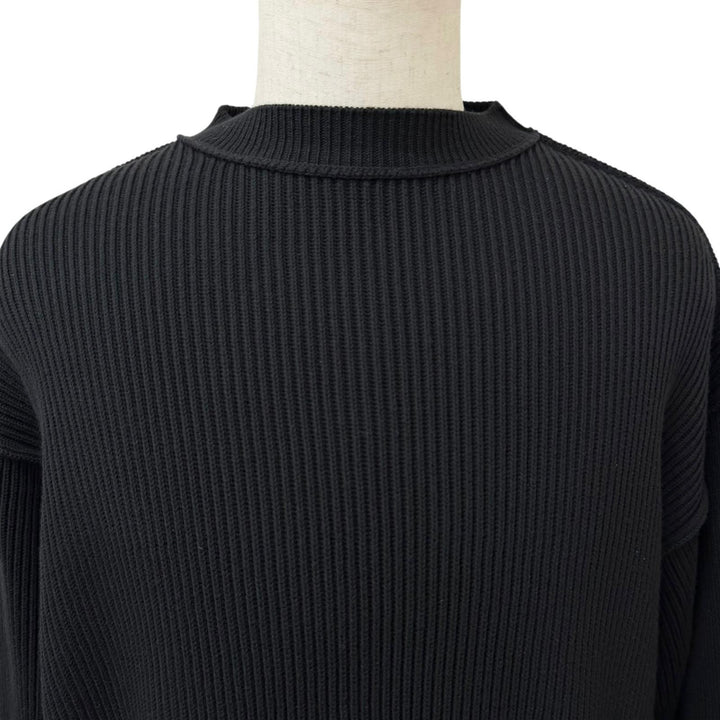 極美品□BALENCIAGA バレンシアガ 2024年製 812125 コットン ウール オーバーサイズ リブニット セーター ブラック XS イタリア製 正規品