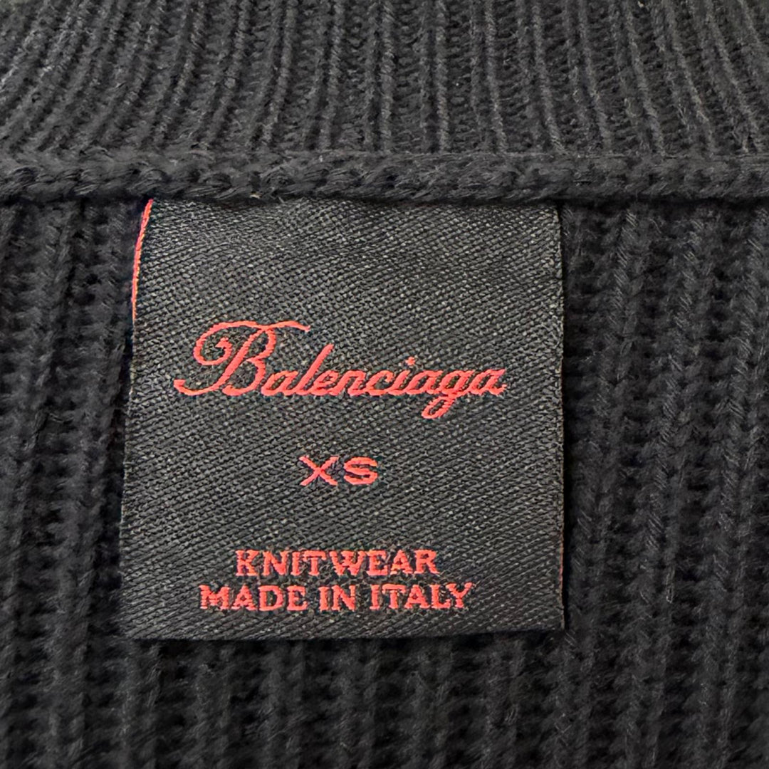 極美品□BALENCIAGA バレンシアガ 2024年製 812125 コットン ウール オーバーサイズ リブニット セーター ブラック XS イタリア製 正規品