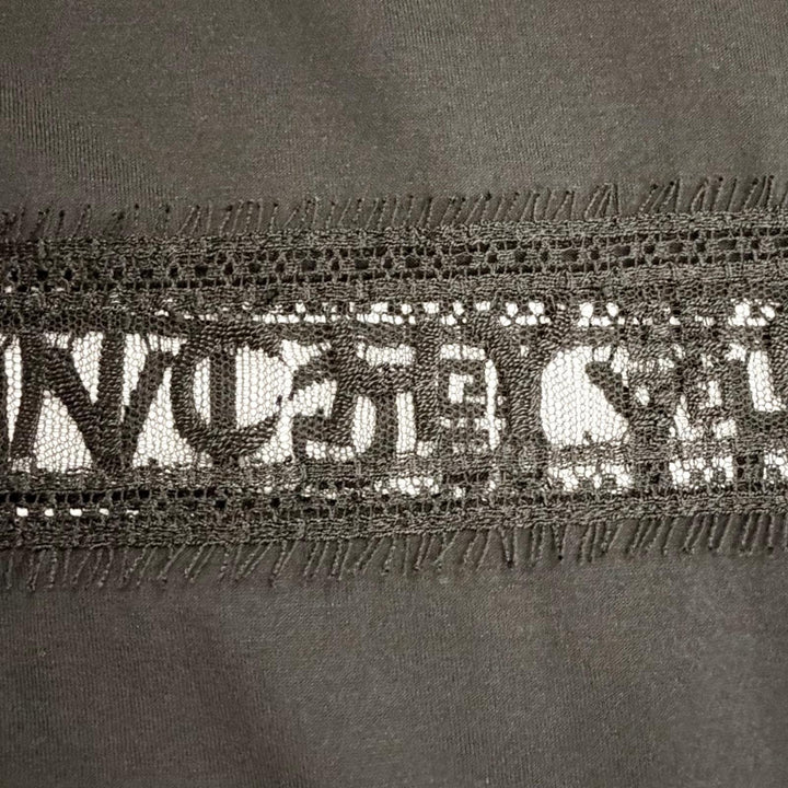 極美品△GIVENCHY ジバンシィ 22SS BW709T3Z7Z コットン ロゴレースディテール クルーネック 半袖Ｔシャツ ブラック M 正規品 レディース