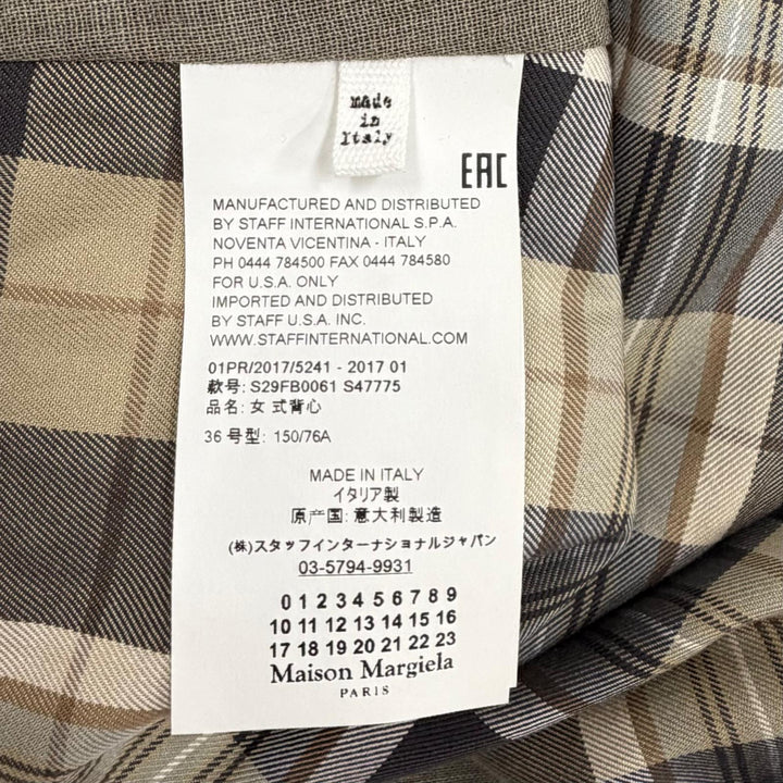 極美品★Maison Margiela メゾンマルジェラ S29FB0061 ウール100％ open front military jacket カットオフ ロングベスト 36 正規品