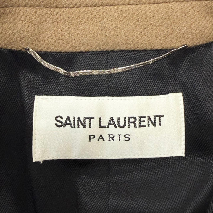 美品□SAINT LAURENT PARIS サンローランパリ 552165 キャメル100％ フライフロント 比翼 チェスターコート ベージュ 44 伊製 正規品