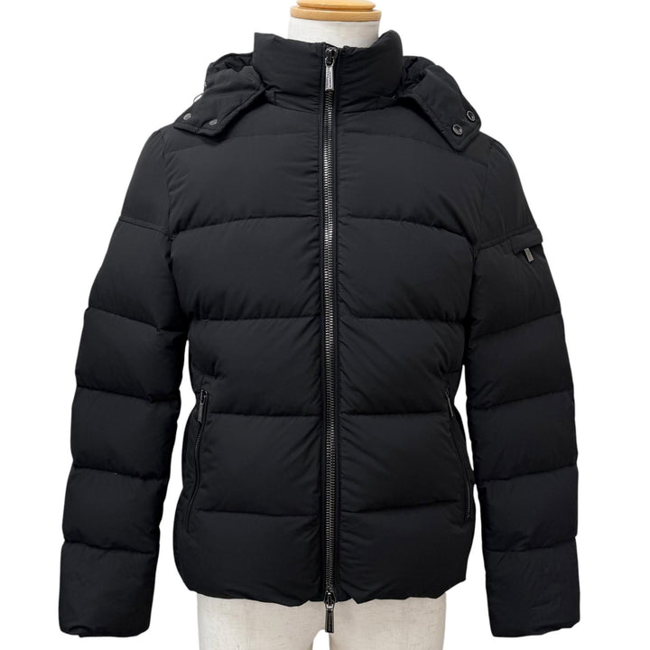 極美品□MOORER ムーレー BRETT-SKT ACQUA PROOF フーデッド ダウンジャケット ブラック 46 イタリア製 メンズ ガーメント・ハンガー付き