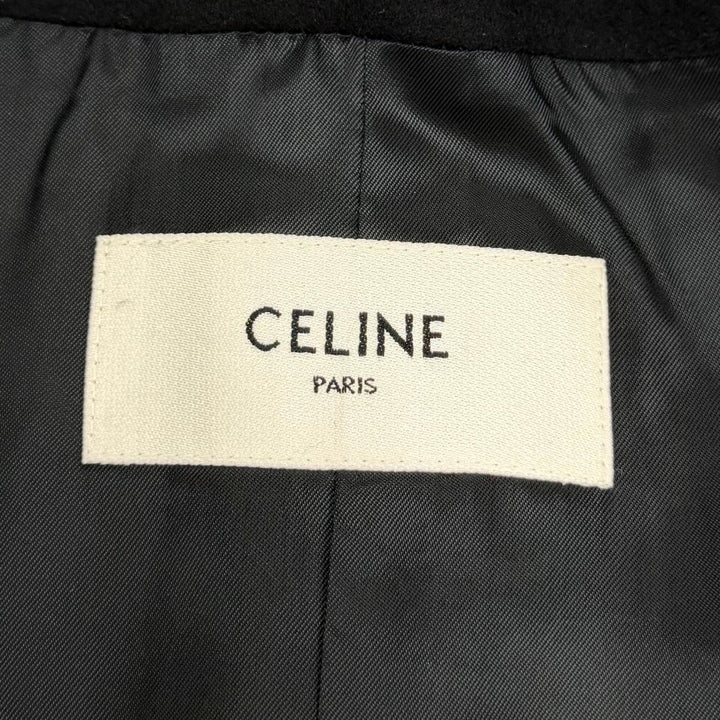 美品☆CELINE セリーヌ 22SS 2V75F6700 カシミヤ100％ スペンサーキャプテンジャケット ノーカラージャケット ブラック 34 伊製 正規品