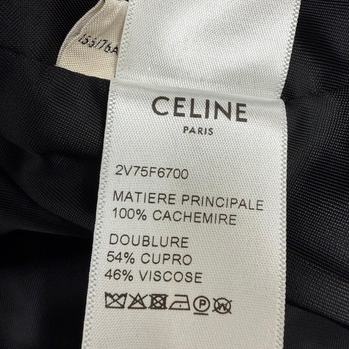 美品☆CELINE セリーヌ 22SS 2V75F6700 カシミヤ100％ スペンサーキャプテンジャケット ノーカラージャケット ブラック 34 伊製 正規品