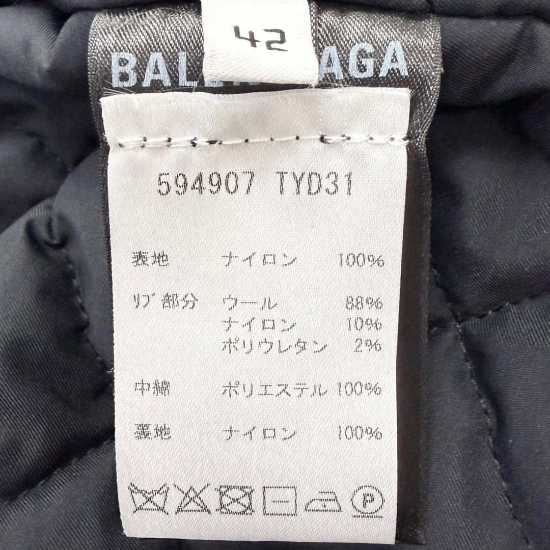 極美品□BALENCIAGA バレンシアガ 594907 Grape nylon oversize jacket 中綿入り ナイロンコート ネイビー 42 イタリア製 正規品 メンズ