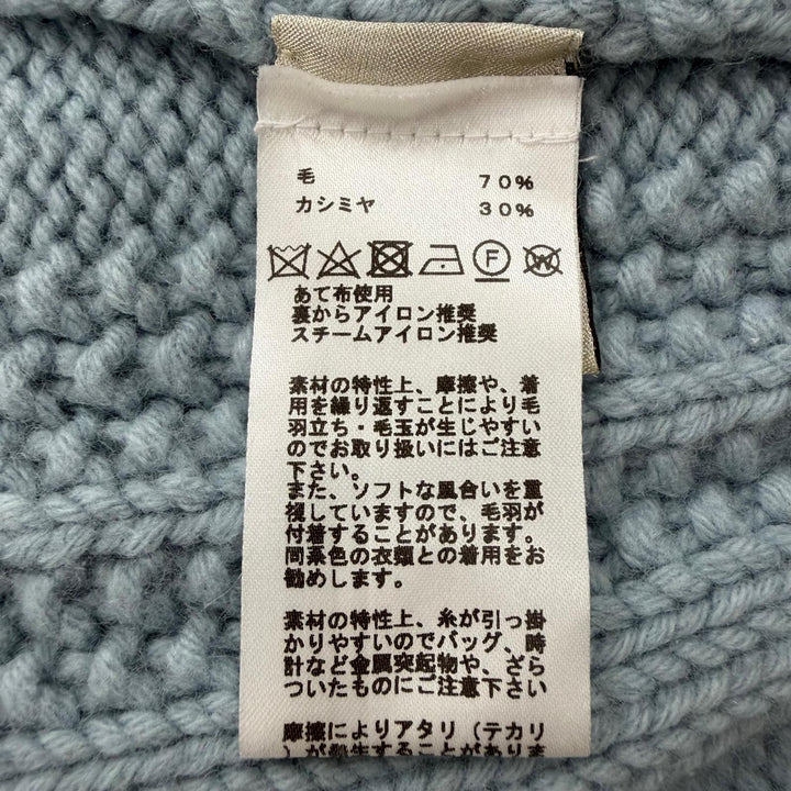 美品▼HERMES エルメス 22AW ウール カシミヤ ヨーク トルサド タートルネック ニットセーター ライトブルー S イタリア製 正規品 メンズ