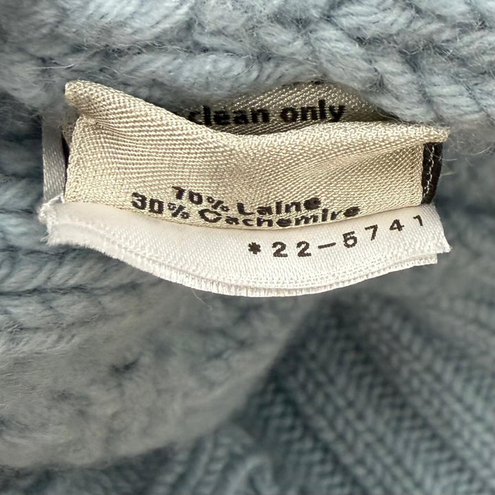 美品▼HERMES エルメス 22AW ウール カシミヤ ヨーク トルサド タートルネック ニットセーター ライトブルー S イタリア製 正規品 メンズ