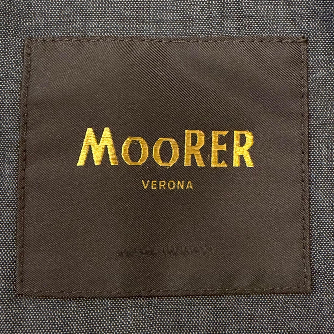 極美品□MOORER ムーレー VERONA ドッキングデザイン ダブルブレスト ダウンコート ジャケット ブルー 48 イタリア製 メンズ ハンガー付