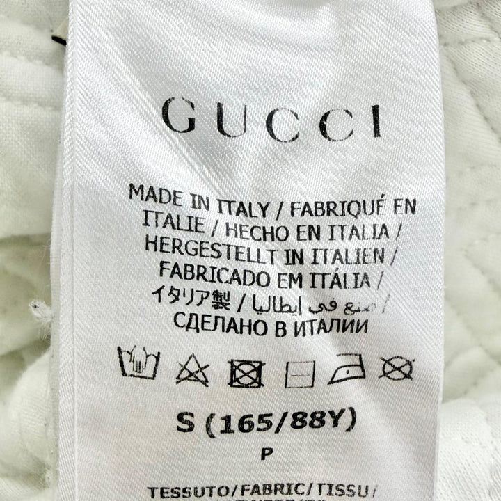 美品△GUCCI グッチ 23SS 717400 コットン100％ ロゴ キルティング スウェット トレーナー ホワイト ピンク S 伊製 正規品 レディース