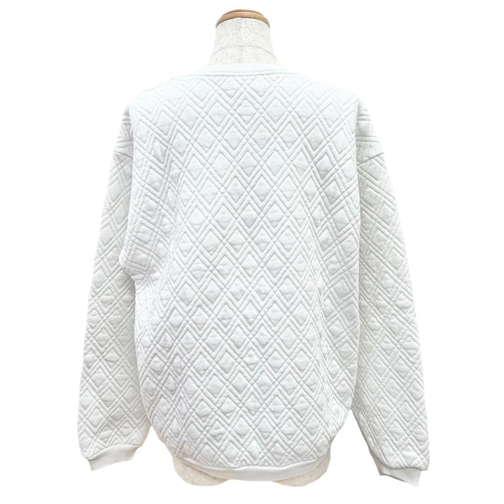美品△GUCCI グッチ 23SS 717400 コットン100％ ロゴ キルティング スウェット トレーナー ホワイト ピンク S 伊製 正規品 レディース