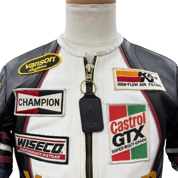 美品□VANSON バンソン ONE STAR LEATHER JACKET レザー ワンスター バイカージャケット ライダースジャケット マルチカラー 36 USA製