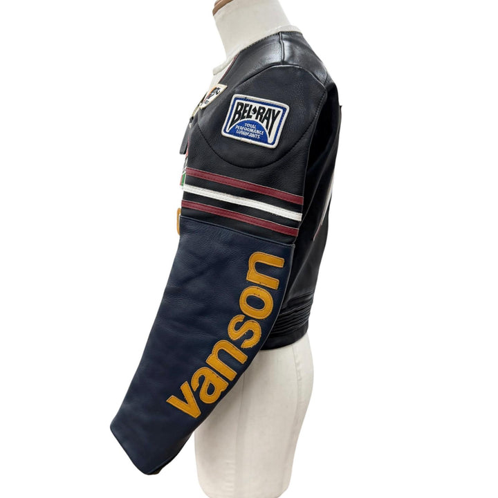 美品□VANSON バンソン ONE STAR LEATHER JACKET レザー ワンスター バイカージャケット ライダースジャケット マルチカラー 36 USA製