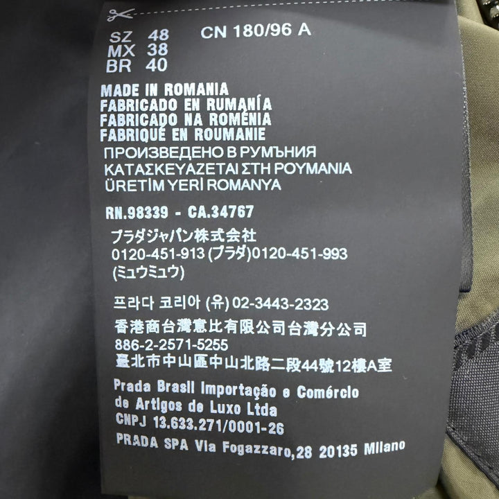 極美品□PRADA プラダ 2025年製 SGH058 リサイクルポリエステル 子牛革 トライアングルロゴ リバーシブル ブルゾン カーキ 黒 48 正規品