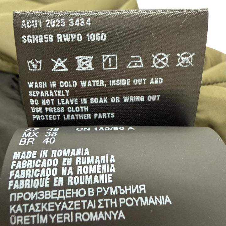 極美品□PRADA プラダ 2025年製 SGH058 リサイクルポリエステル 子牛革 トライアングルロゴ リバーシブル ブルゾン カーキ 黒 48 正規品
