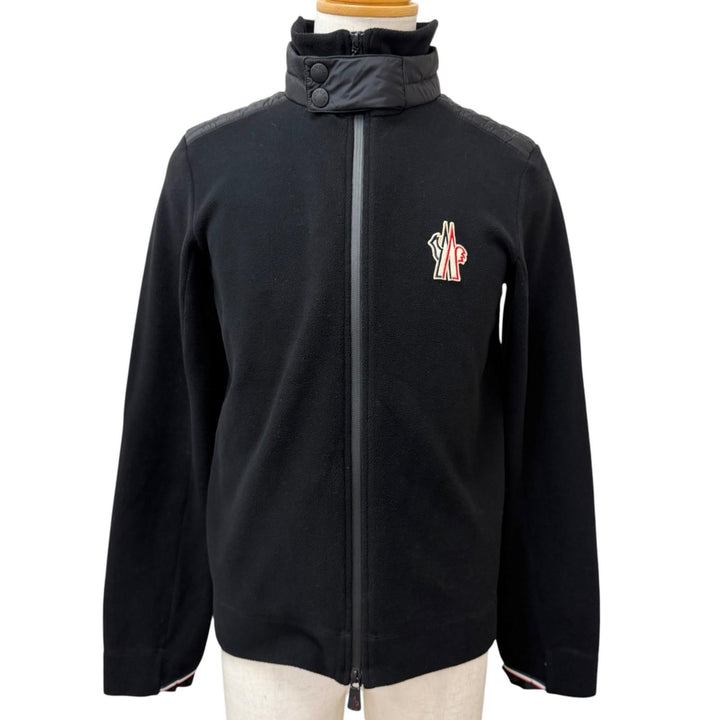 美品□MONCLER GRENOBLE モンクレール グルノーブル 2024年製 MAGLIA CARDIGAN フリースジャケット ブラック S イタリア製 正規品 メンズ