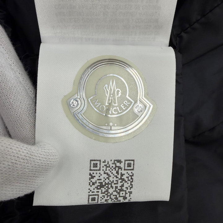 美品☆MONCLER モンクレール C20934930005 HERMINE エルミンヌ ロゴワッペン・フード付 ZIP ダウンコート ブラック 0 正規品 レディース