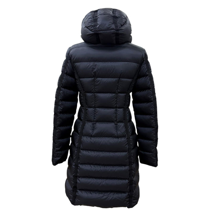 美品☆MONCLER モンクレール C20934930005 HERMINE エルミンヌ ロゴワッペン・フード付 ZIP ダウンコート ブラック 0 正規品 レディース