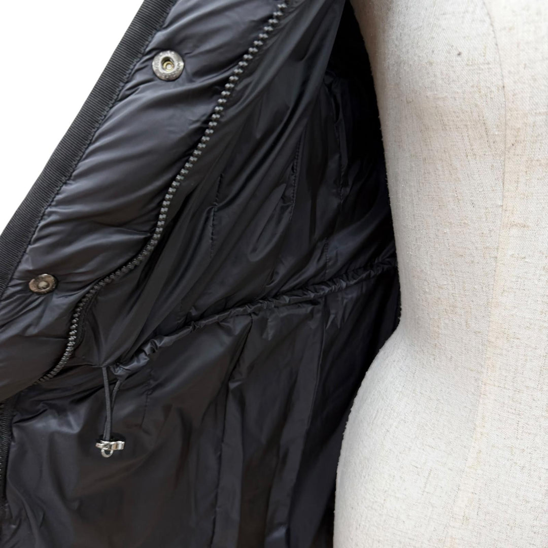 美品☆MONCLER モンクレール C20934930005 HERMINE エルミンヌ ロゴワッペン・フード付 ZIP ダウンコート ブラック 0 正規品 レディース