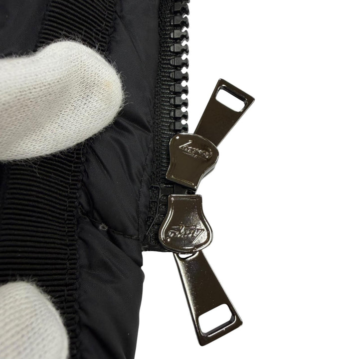 美品☆MONCLER モンクレール C20934930005 HERMINE エルミンヌ ロゴワッペン・フード付 ZIP ダウンコート ブラック 0 正規品 レディース